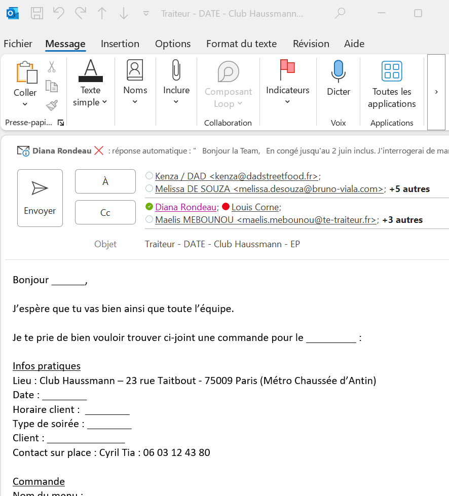 Matrice de mail